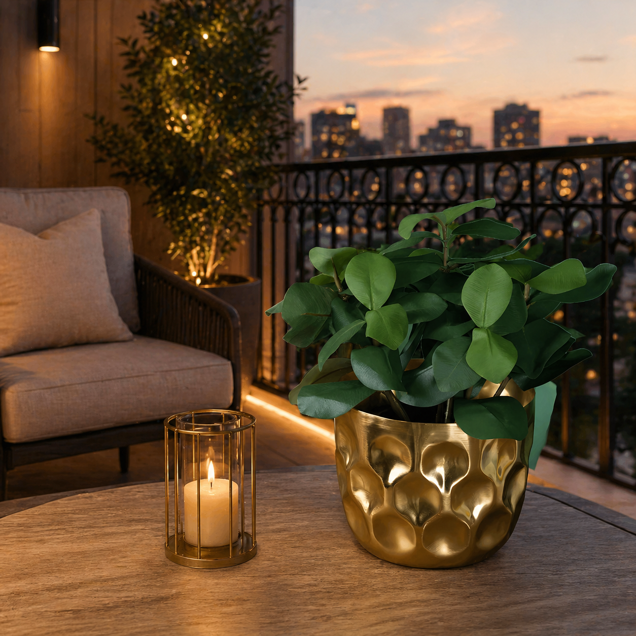 Gold Metal Planter Pot for Indoor Plants