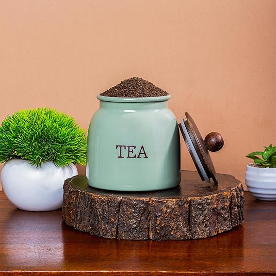 Metal Storage Containers Set | Tea Sugar Jars with Lid | Compact Kitchen Organizer for Countertop & Home Decor