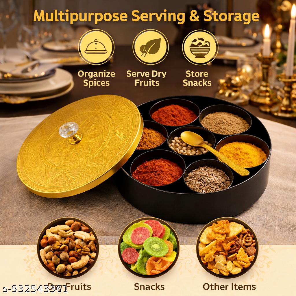 Masala Box with Lid and Spoon