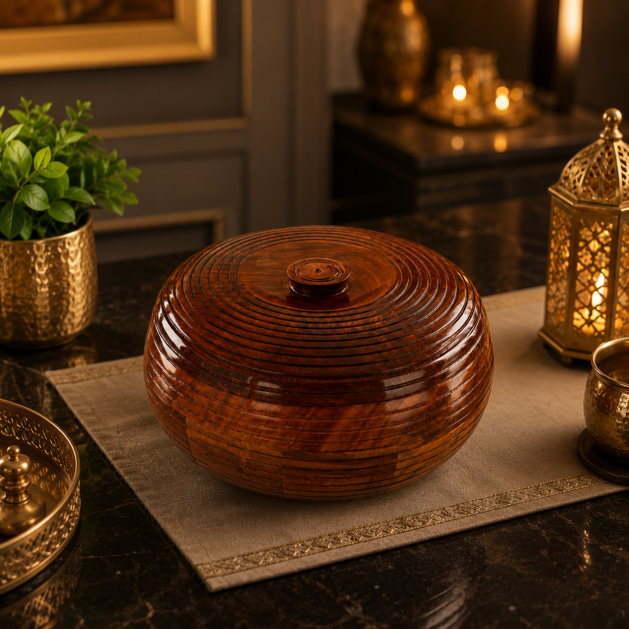Premium Round Roti Box with Lid – Brown Chapati Storage Container for Kitchen and Dining Table