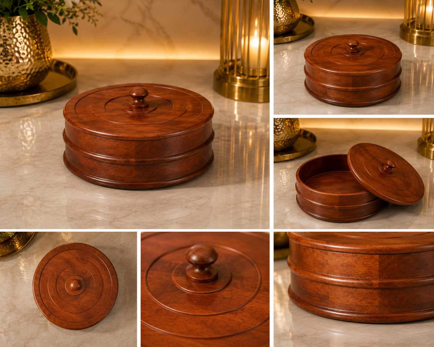 Premium Wooden Roti Box with Lid for Chapati, Paratha and Bread Storage