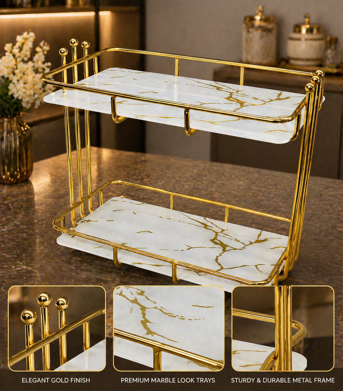 2 Tier Corner Shelf Organizer