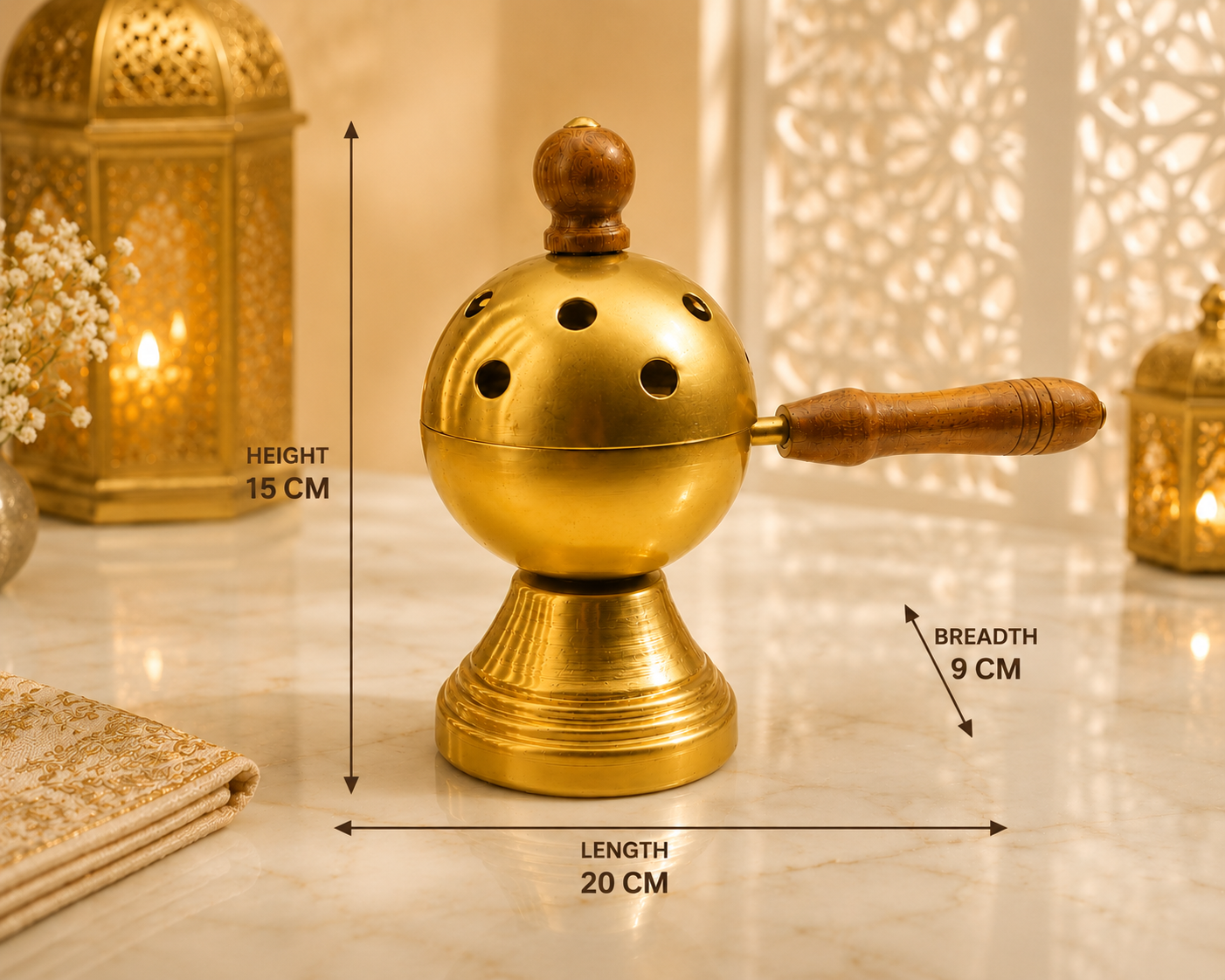 Metal Loban Burner with Wooden Handle
