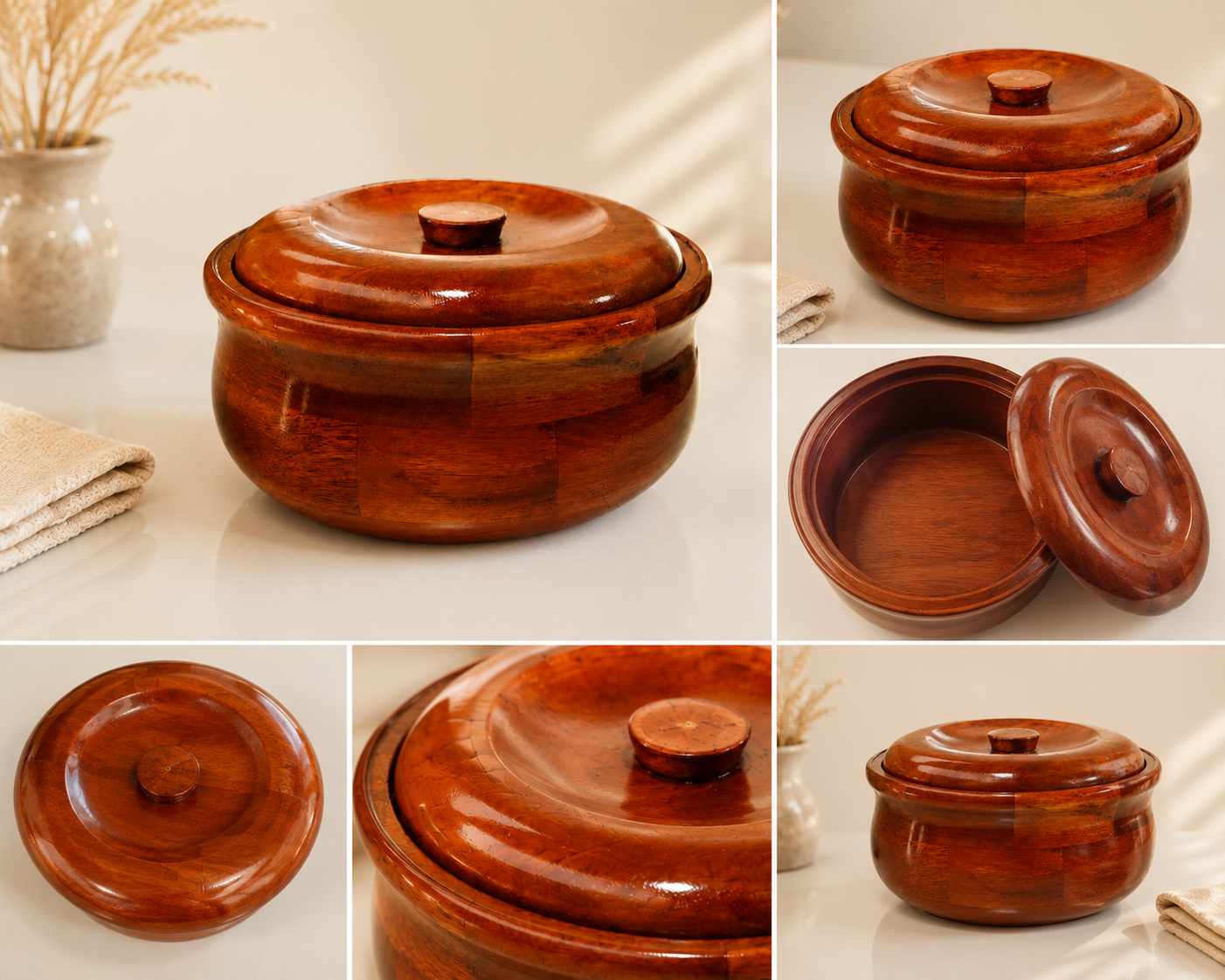 Premium Wooden Roti Box with Lid | Insulated Chapati Storage Box for Kitchen & Dining Table | Traditional Casserole for Roti, Paratha & Puri