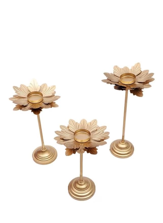 Luxury Metal Urli Set with Lotus Candle Holders | Elegant Decorative Metal Urli for Diwali, Pooja, Floating Flower Decoration, Festive Table Centerpiece & Spiritual Home Decor