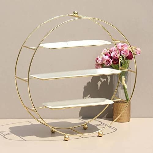 3 Tier Metal Cake Stand | Gold Round Dessert Display Stand | Multi Layer Cupcake & Pastry Serving Stand | Elegant Party, Wedding & Birthday Cake Holder