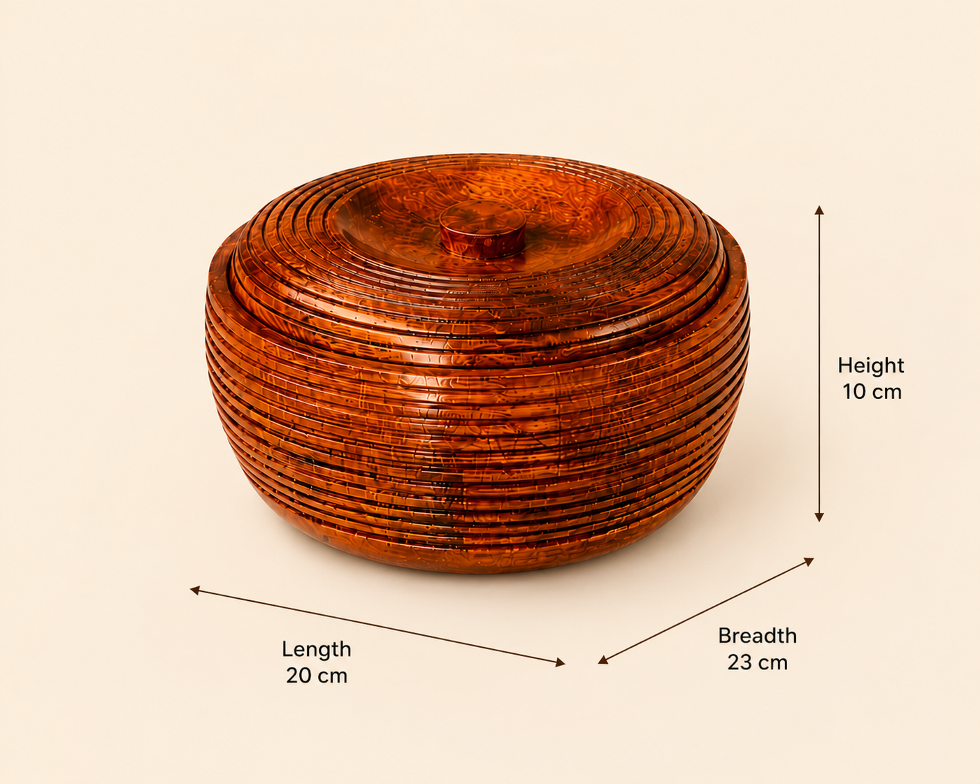 Premium Copper Brown Roti Box with Lid – Round Chapati Storage Container for Kitchen & Dining Table