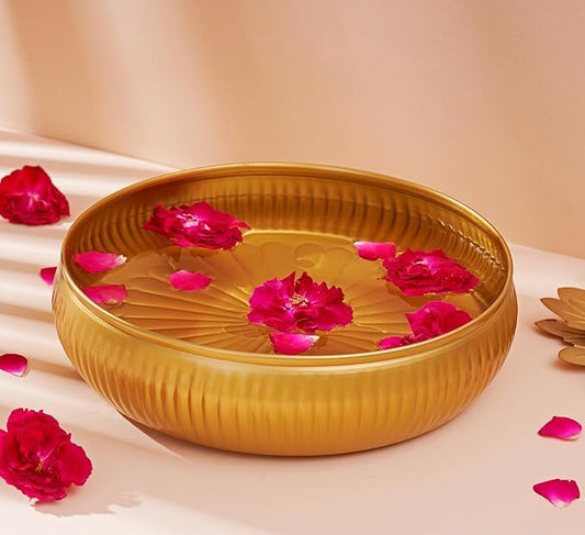 Luxury Decorative Bowl for Home & Table Decor – Elegant Gold Metal Serving Bowl for Floating Flowers, Candles, Potpourri, Centerpiece Decoration & Modern Dining Display