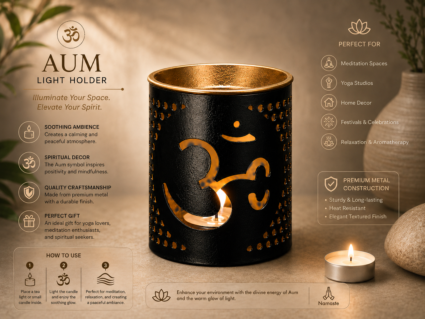 Om Oil Burner for Aromatherapy & Meditation