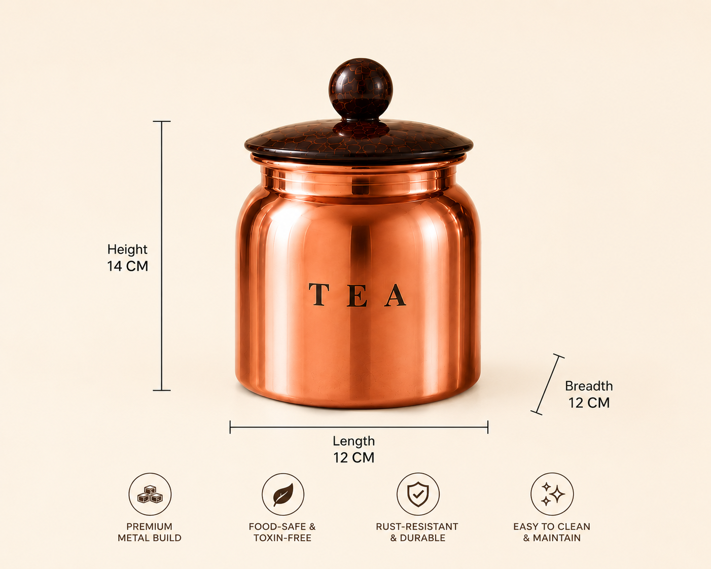 Multi Metal Tea Sugar Coffee Canister Set with Black Lids – Premium 3 Piece Kitchen Storage for Countertop, Pantry & Coffee Station