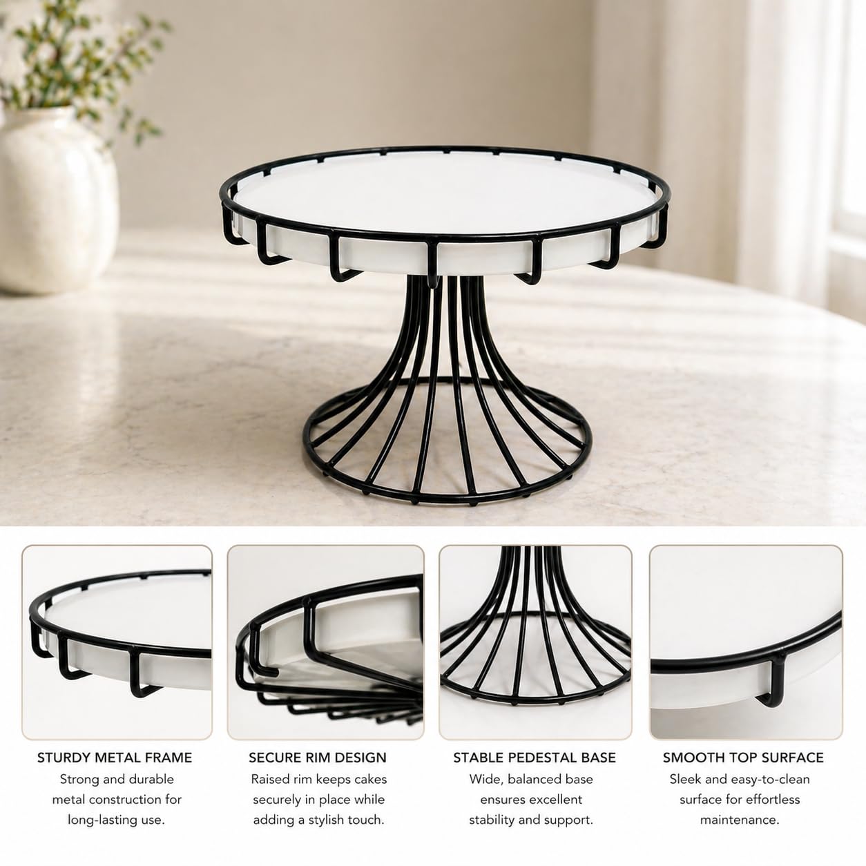 Modern Metal Cake Stand | Elegant Round Dessert Display Stand | Premium Pedestal Cake Holder for Parties, Weddings & Home Decor