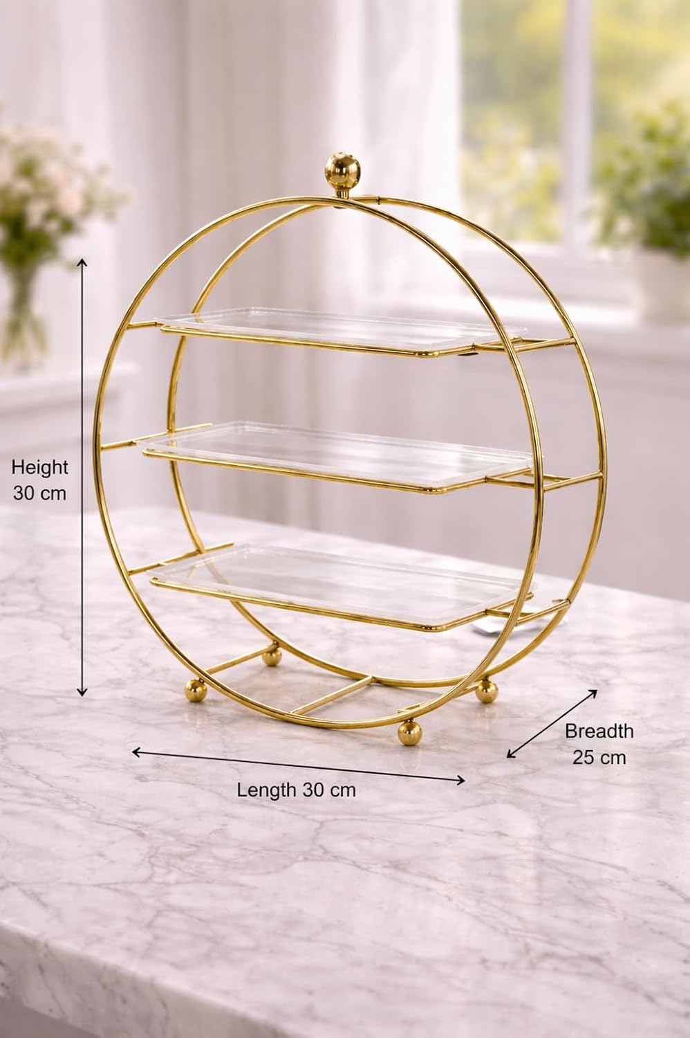 3 Tier Metal Cake Stand | Gold Round Dessert Display Stand | Multi Layer Cupcake & Pastry Serving Stand | Elegant Party, Wedding & Birthday Cake Holder