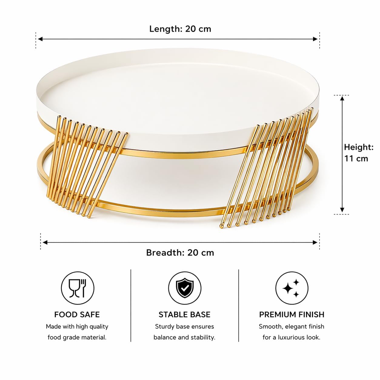 Metal Cake Stand with Gold Accent | Modern Round Dessert Display Tray | Luxury Serving Stand for Birthday, Wedding & Home Table Décor