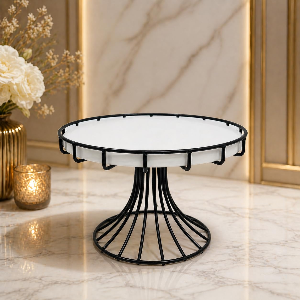 Modern Metal Cake Stand | Elegant Round Dessert Display Stand | Premium Pedestal Cake Holder for Parties, Weddings & Home Decor