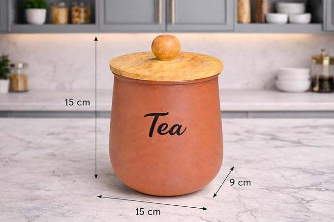 Premium Airtight Metal Tea Coffee Sugar Canisters Set with Wooden Lids – Rustic Kitchen Storage Containers for Tea, Coffee & Sugar – Durable Food Storage Jars for Freshness, Countertop Organization & Modern Farmhouse Kitchen Decor