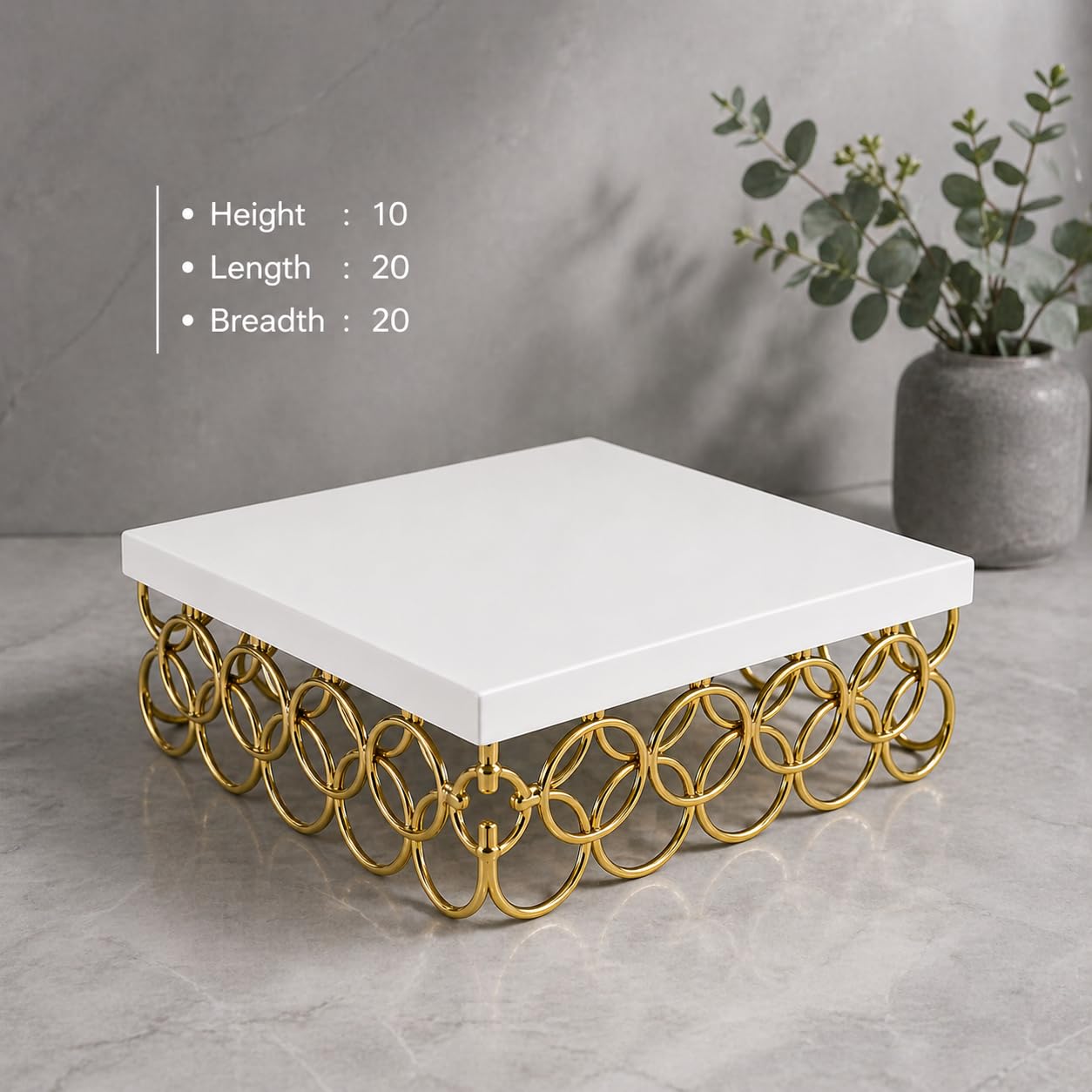 Metal Cake Stand – Elegant Square Dessert Display Stand with Gold Base, Premium Serving  for Birthday, Wedding & Party Table Decor
