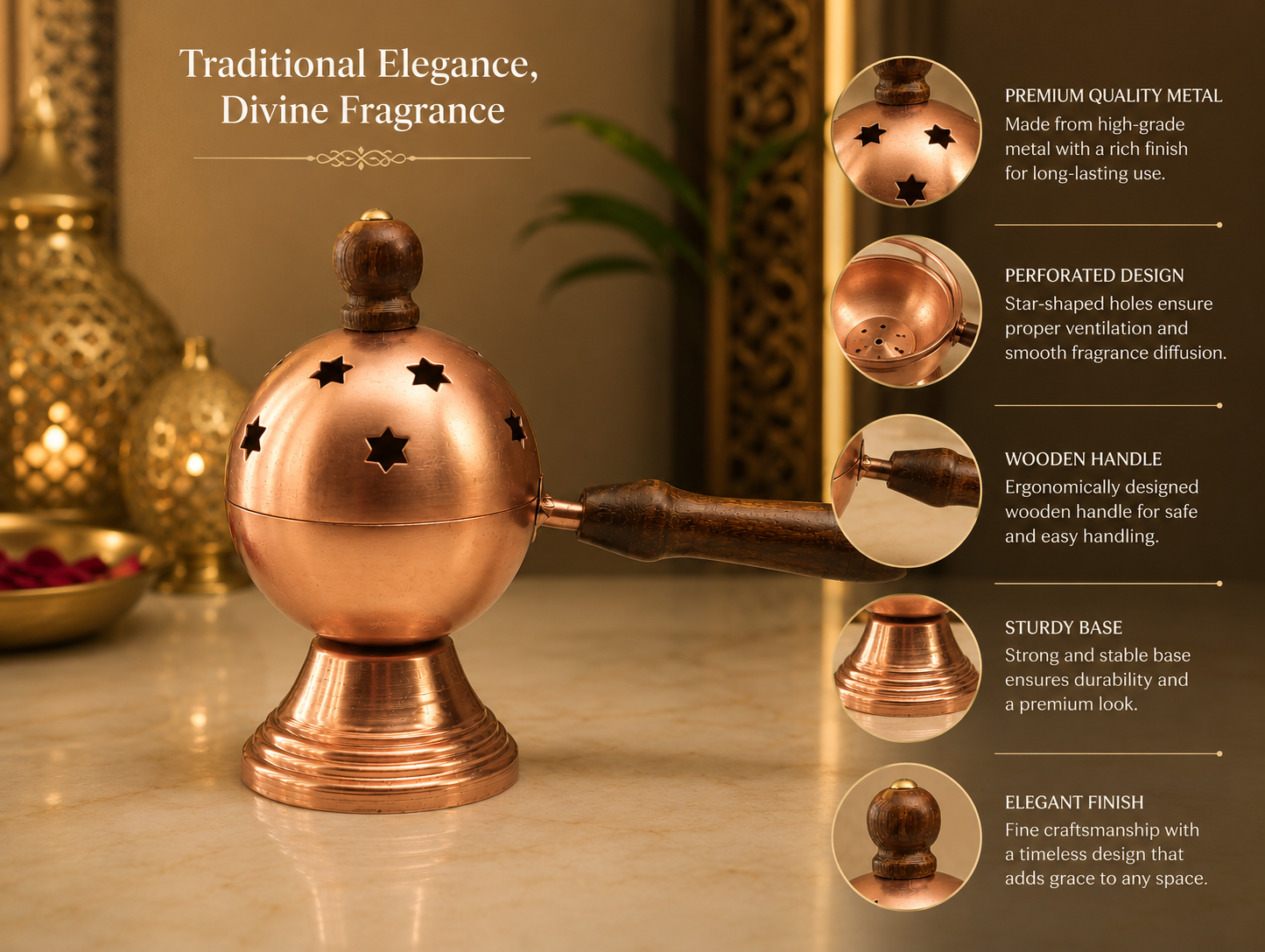 Metal Loban Burner with Star Cut Design