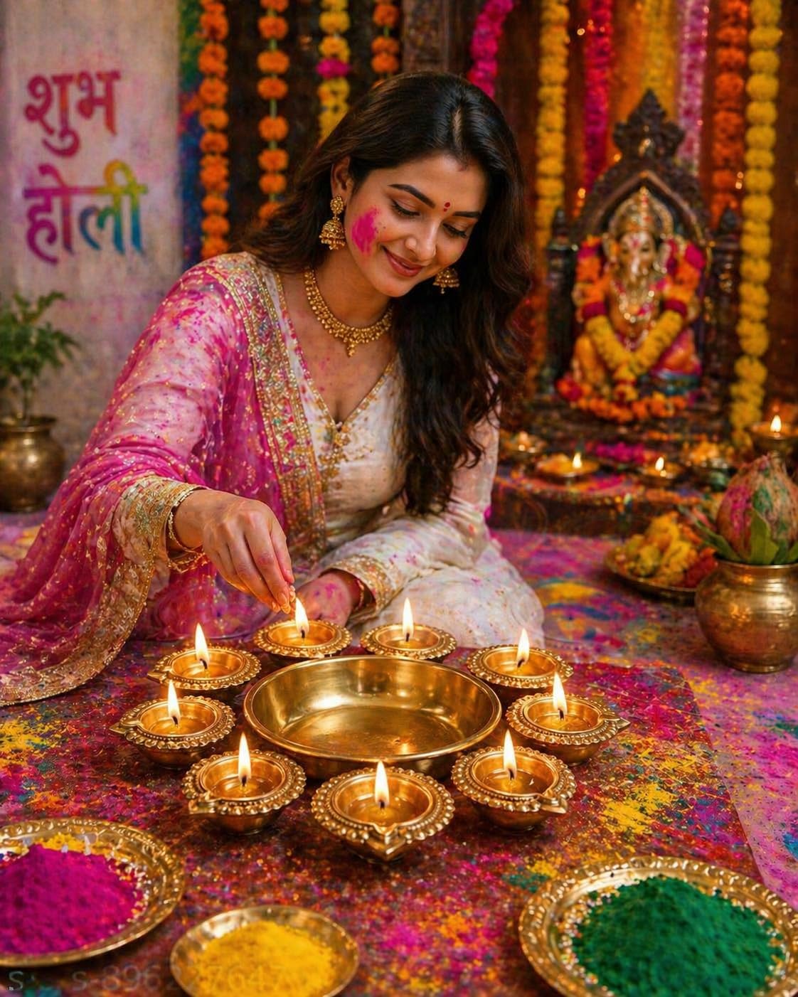 Premium Urli Diya Set for Diwali & Pooja Decoration – Elegant Metal Diya Thali Set with Decorative Diyas for Home Temple, Festive Table Decor, Floating Flower Urli & Traditional Festival Decoration