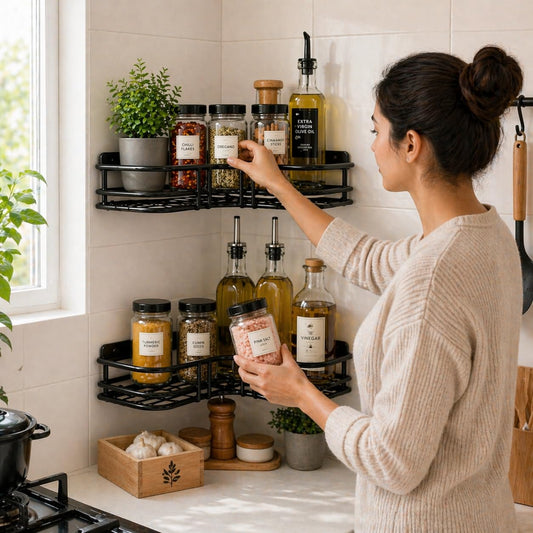 Wall Mounted Metal Corner Shelf