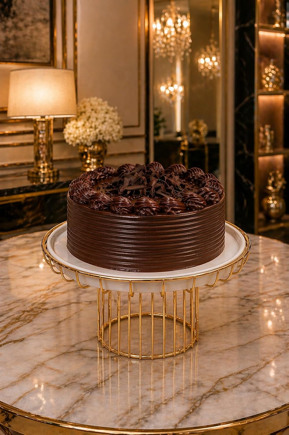 Gold Metal Cake Stand | Elegant Dessert & Cupcake Display Stand for Birthday, Wedding & Party Decoration | Premium Round Cake Serving Stand for Home & Events