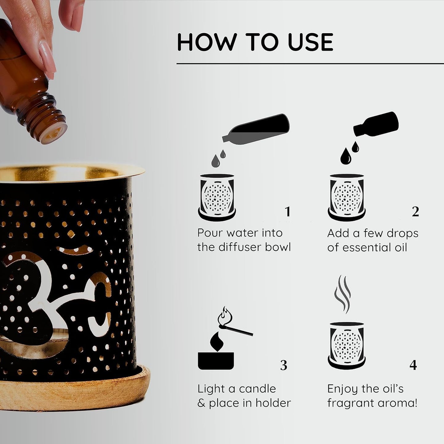 OM Design Oil Burner with Golden Bowl