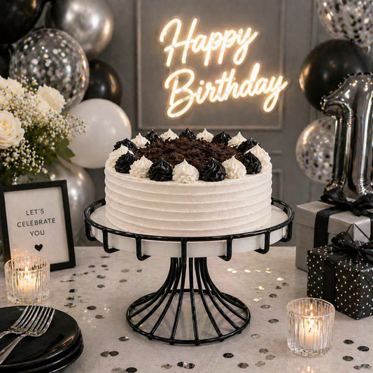 Modern Metal Cake Stand | Elegant Round Dessert Display Stand | Premium Pedestal Cake Holder for Parties, Weddings & Home Decor