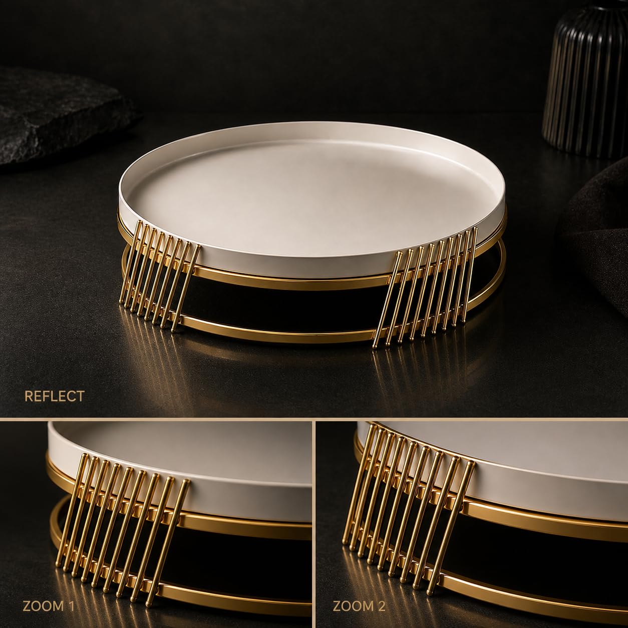 Metal Cake Stand with Gold Accent | Modern Round Dessert Display Tray | Luxury Serving Stand for Birthday, Wedding & Home Table Décor