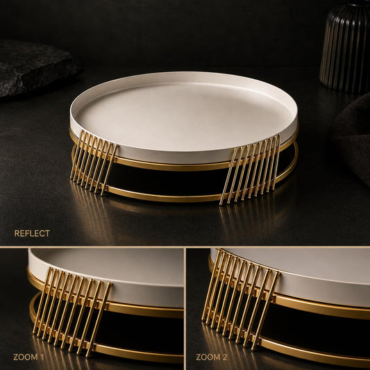Metal Cake Stand with Gold Accent | Modern Round Dessert Display Tray | Luxury Serving Stand for Birthday, Wedding & Home Table Décor