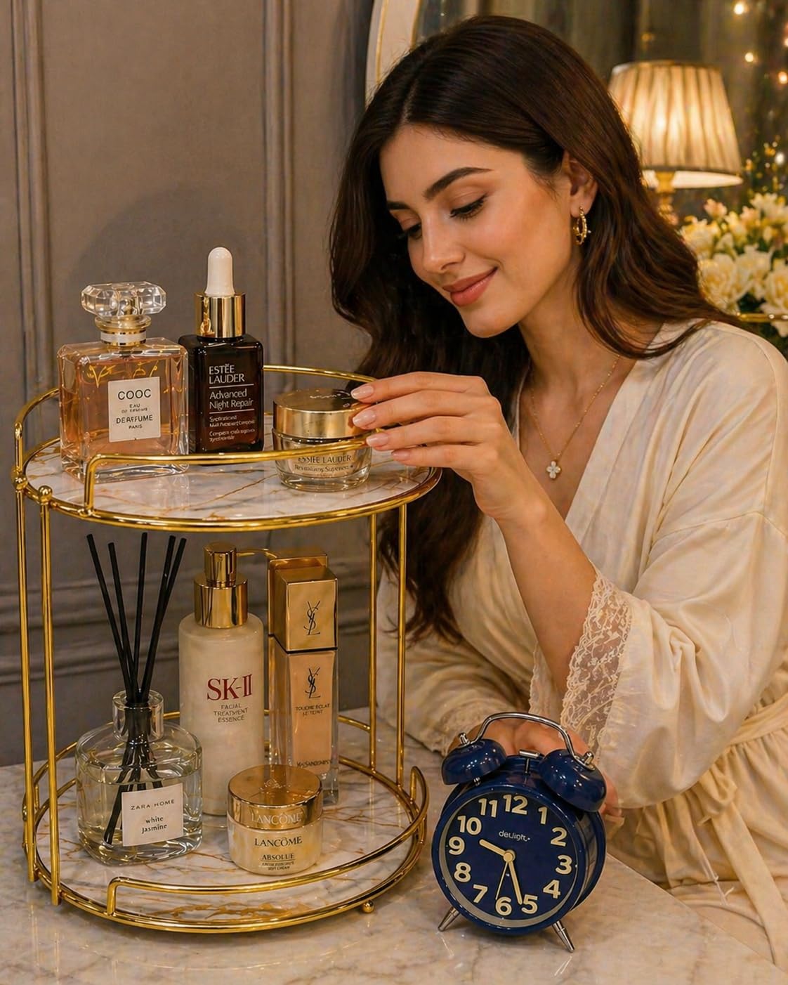 Gold 2 Tier Vanity Organizer Stand
