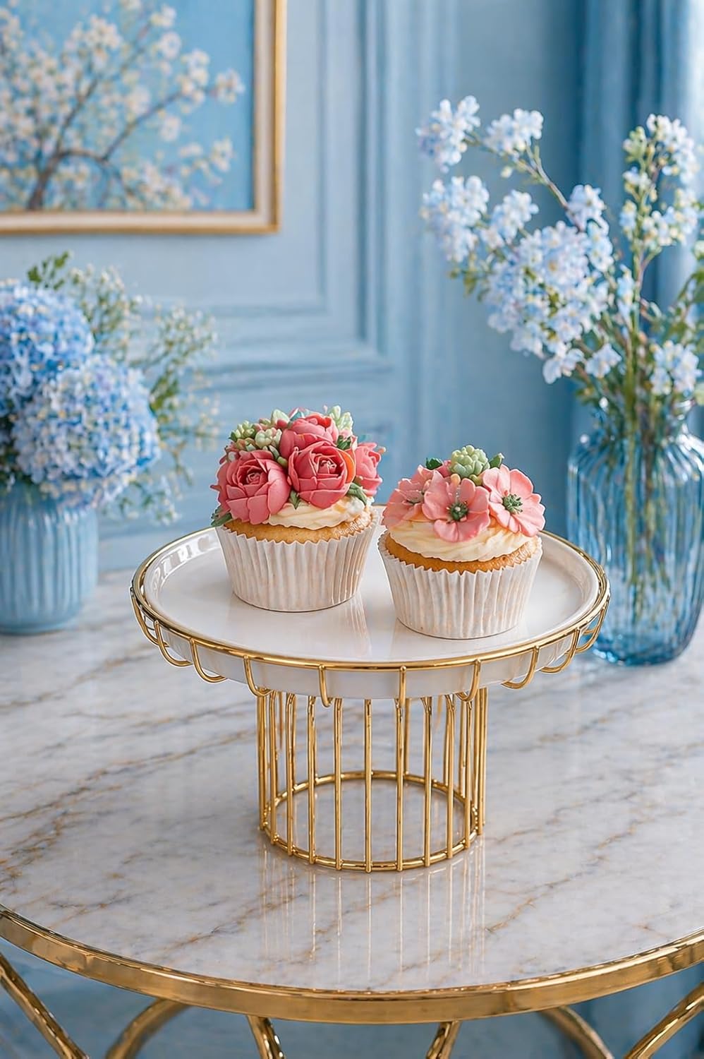 Gold Metal Cake Stand | Elegant Dessert & Cupcake Display Stand for Birthday, Wedding & Party Decoration | Premium Round Cake Serving Stand for Home & Events