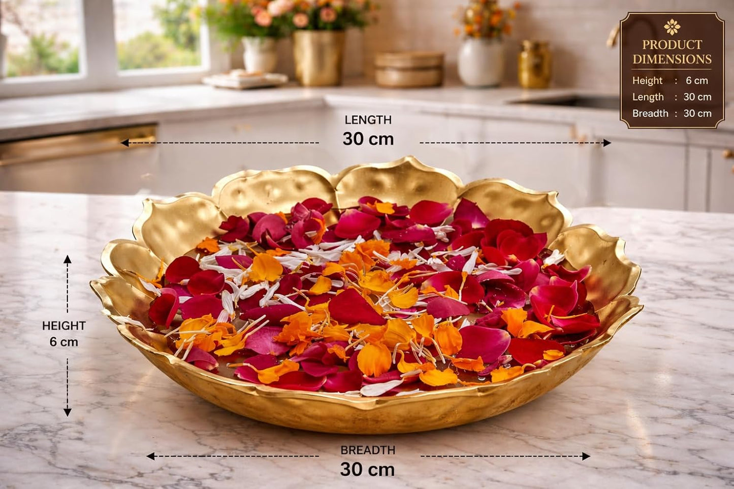 Metal Urli Bowl for Diwali Decoration | Premium Floating Flower Urli with Lotus Inspired Design for Wedding, Pooja & Luxury Home Decor