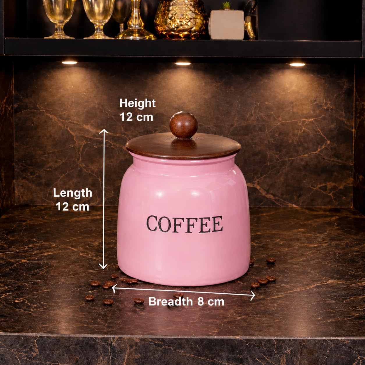 Premium Metal Kitchen Storage Container Set of 3 (Pink) | Tea Coffee Sugar Canisters with Airtight Lids | Decorative Countertop Organizer Jars for Home & Kitchen