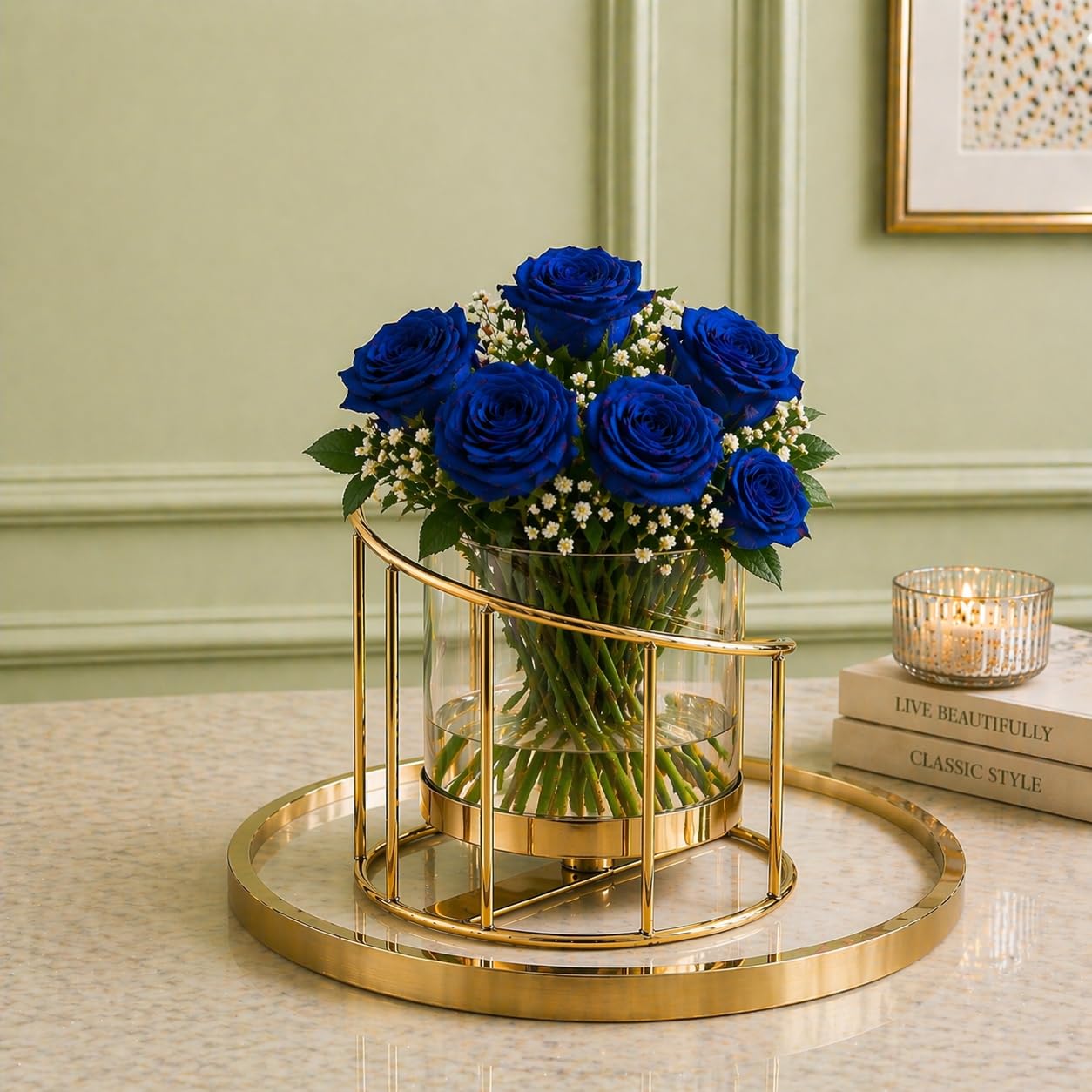 Luxury Spiral Gold Metal Vase with Clear Glass | Elegant Modern Decorative Flower Vase for Living Room, Dining Table & Premium Home Decor