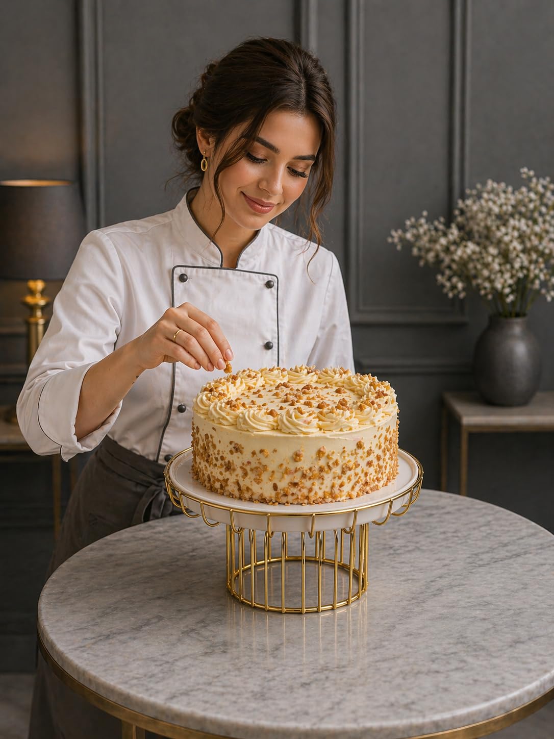 Gold Metal Cake Stand | Elegant Dessert & Cupcake Display Stand for Birthday, Wedding & Party Decoration | Premium Round Cake Serving Stand for Home & Events