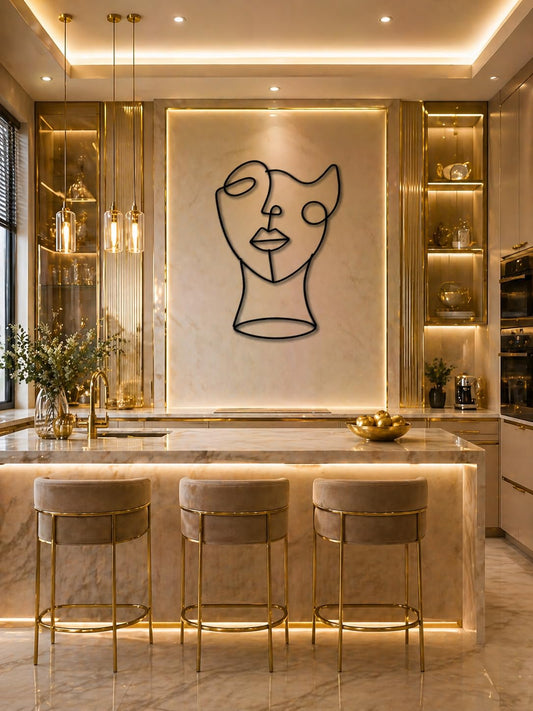 Modern Metal Face Wall Decor | Abstract Human Face Sculpture | Minimalist Wall Hanging Art for Living Room, Bedroom & Office