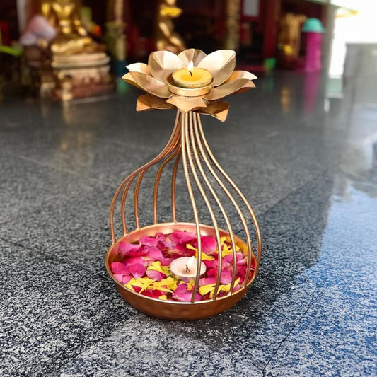 Elegant Metal Decorative Urli Bowl – Luxury Metal Urli for Floating Candles, Pooja Decoration, Festive Table Decor, Spiritual Home Accent & Diwali Decoration