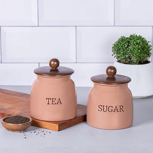 Modern  Metal Kitchen Canisters Set | Tea Sugar Storage Containers with Lid |  Decorative Organizer Jars