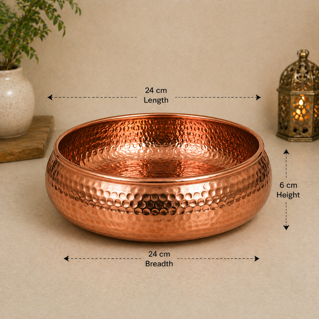 Elegant Copper Finish Metal Bowl for Home Decor | Decorative Centerpiece & Multipurpose Serving Bowl