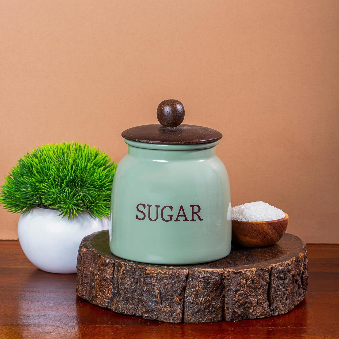 Metal Storage Containers Set | Tea Sugar Jars with Lid | Compact Kitchen Organizer for Countertop & Home Decor