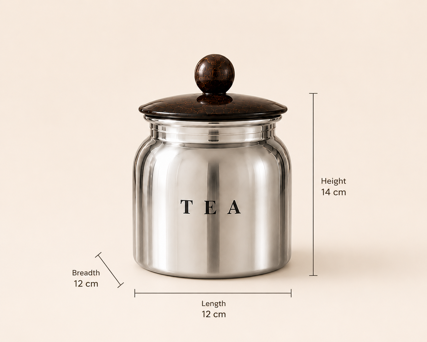 Premium Silver Metal Tea Sugar Coffee Canister Set with Wooden-Style Lids – Luxury Kitchen Countertop Storage for Pantry, Tea Station & Coffee Bar