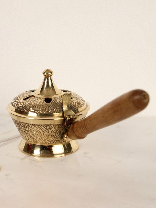 De Casa Decor Brass Dhuna Loban Burner Dhooni Dhoop Dani Dhuni Bakhoor Holder | Loban Burner | Incense Holder, Brass