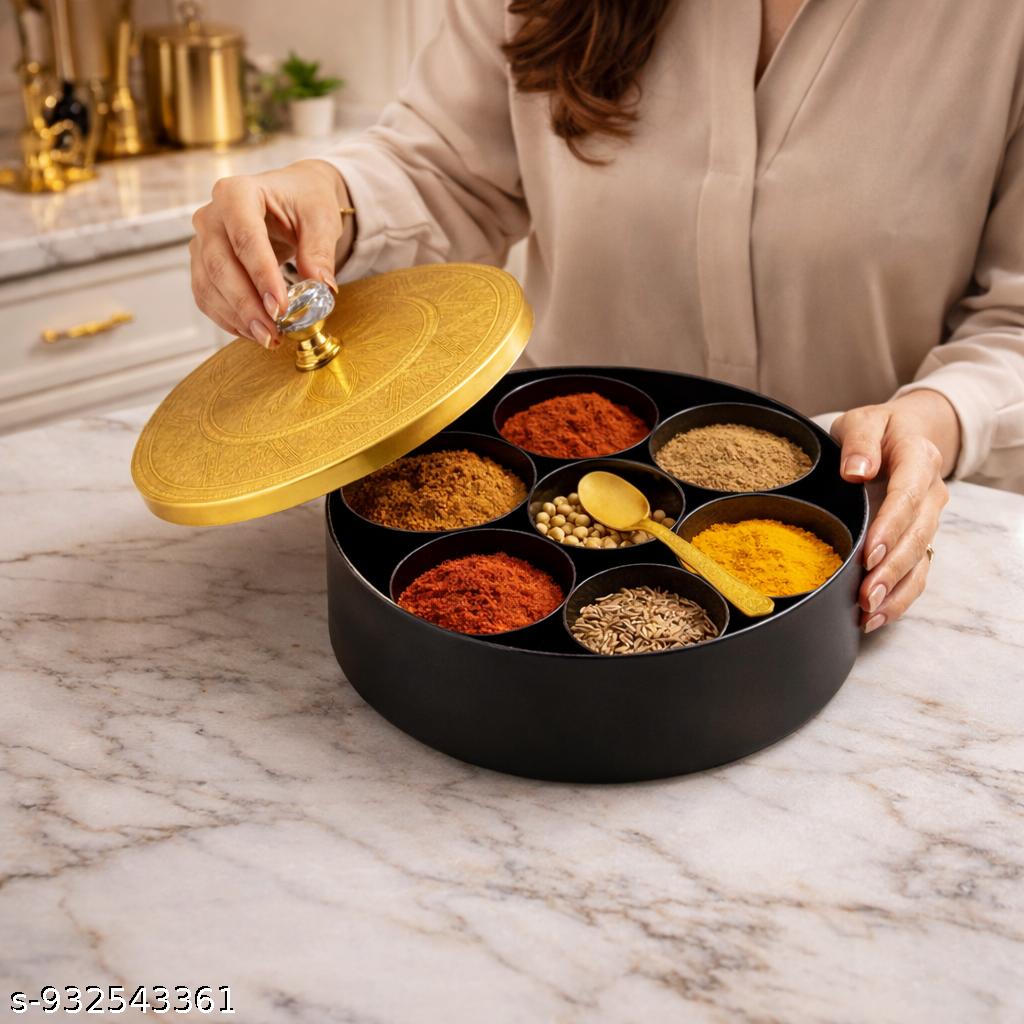 Masala Box with Lid and Spoon