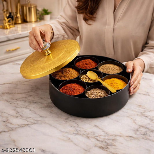 Masala Box with Lid and Spoon