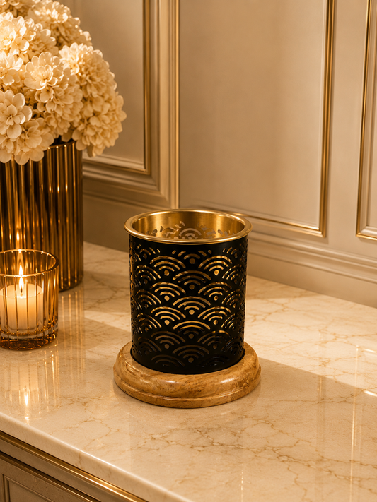 Rainbow Pattern Oil Burner with Golden Bowl