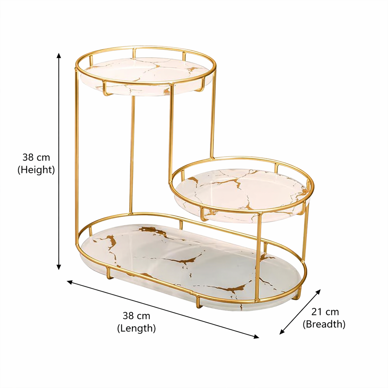 Luxury Metal Vanity Organizer for Makeup & Skincare | Modern Gold Cosmetic Storage Rack with Marble Finish Shelves | Elegant Vanity Table Organizer & Bathroom Counter Organizer for Perfume, Beauty Products & Accessories