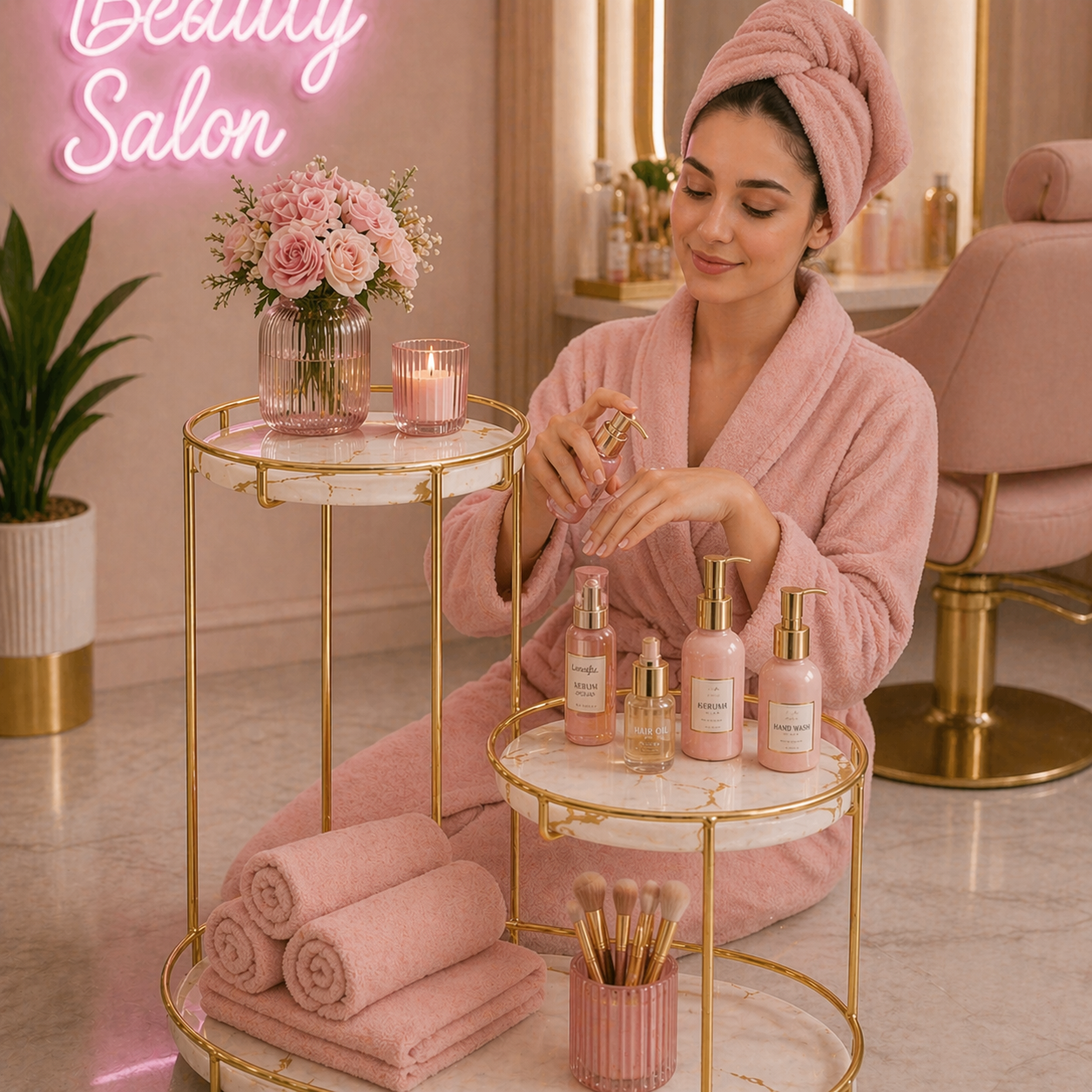 Luxury Metal Vanity Organizer for Makeup & Skincare | Modern Gold Cosmetic Storage Rack with Marble Finish Shelves | Elegant Vanity Table Organizer & Bathroom Counter Organizer for Perfume, Beauty Products & Accessories