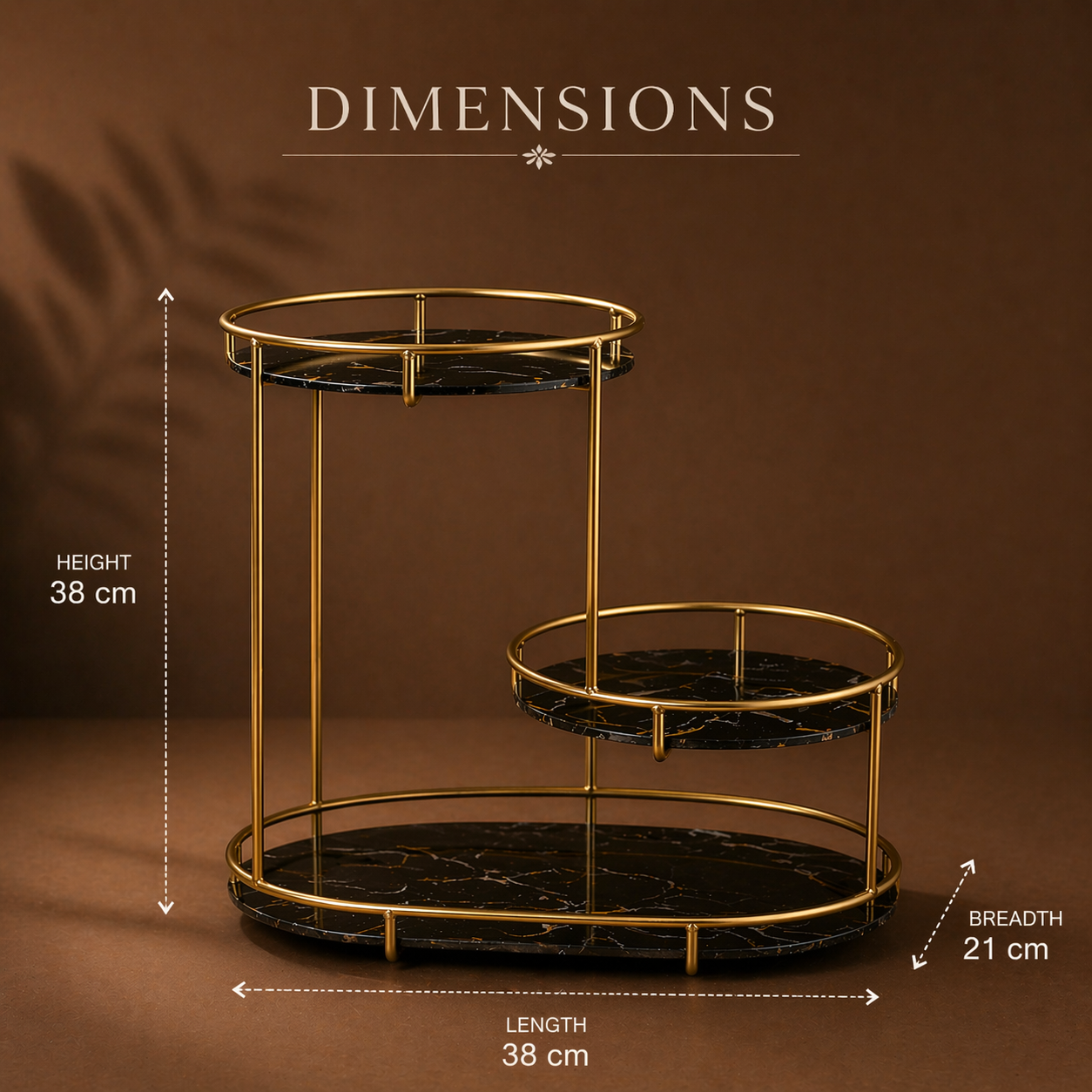 Luxury Black Vanity Organizer with Gold Metal Frame | Modern Black Makeup Organizer & Cosmetic Storage Rack for Skincare, Perfume & Beauty Accessories | Elegant Bathroom Counter & Dressing Table Organizer
