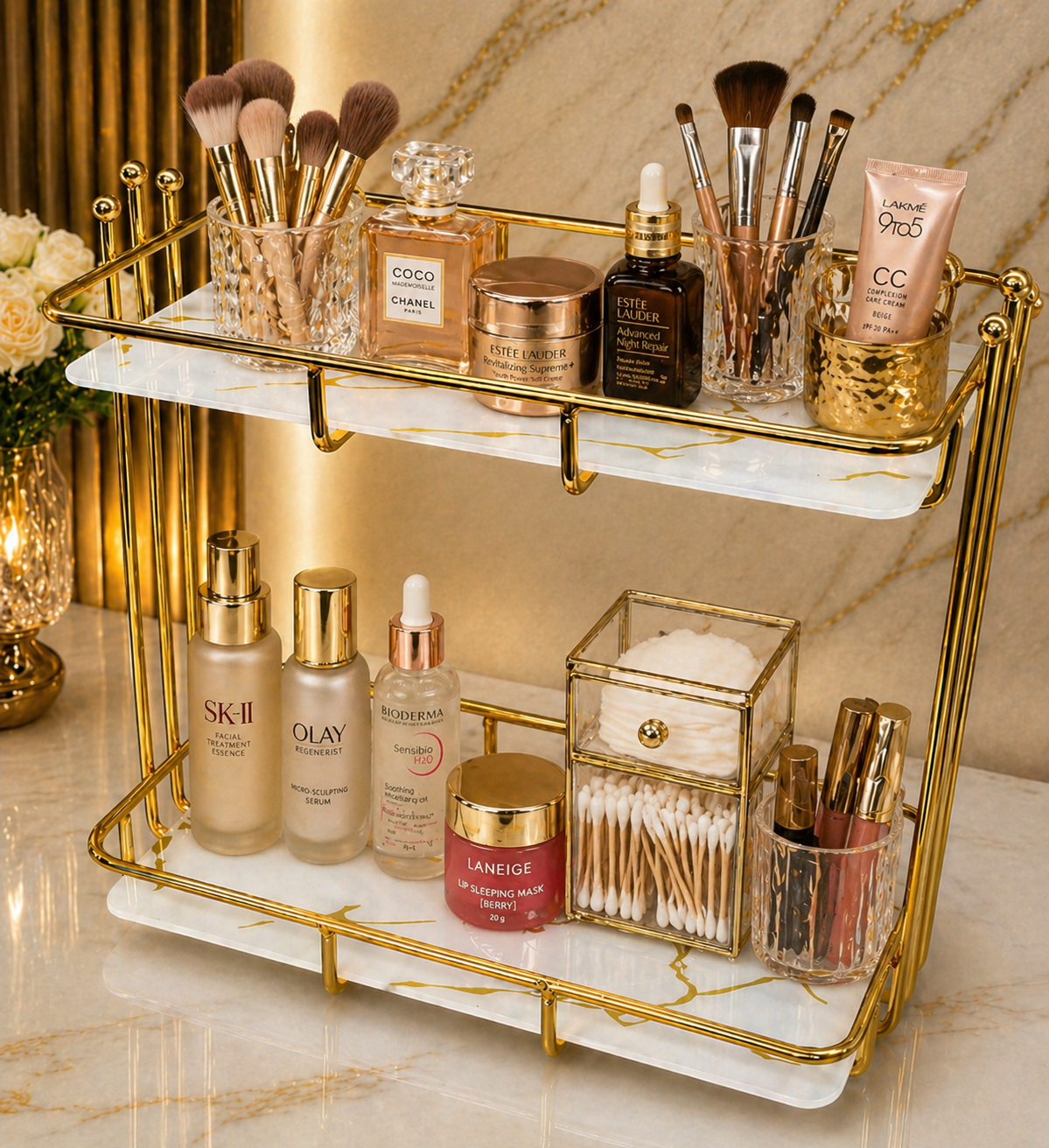 2 Tier Corner Shelf Organizer