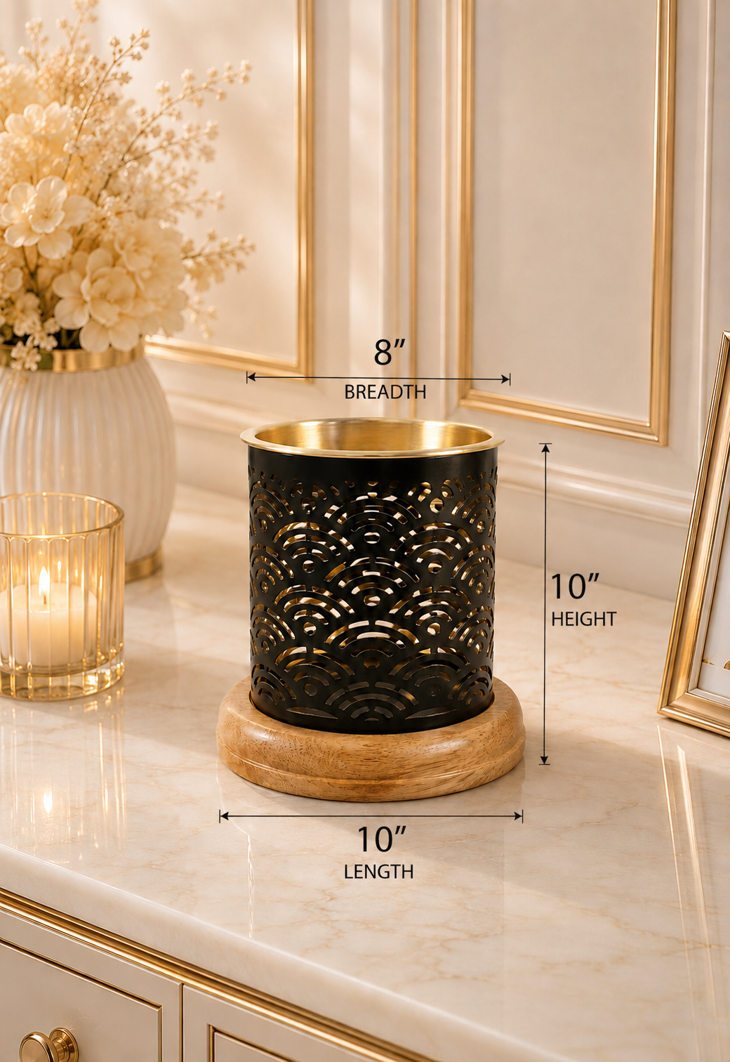 Rainbow Pattern Oil Burner with Golden Bowl