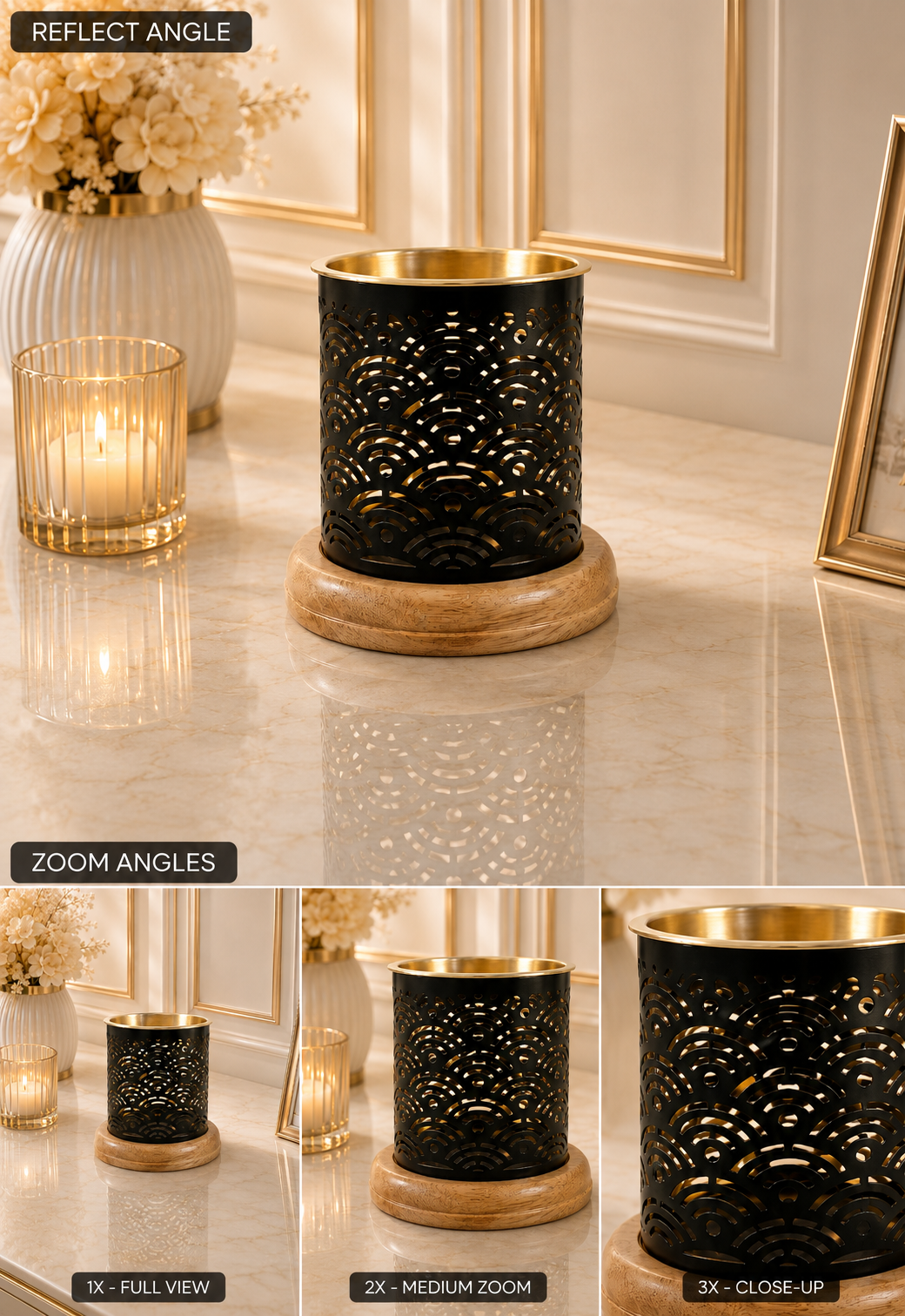 Rainbow Pattern Oil Burner with Golden Bowl